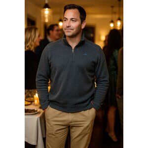 Tommy Bahama XL  RELAX Men's Half Zip Pullover Sweatshirt  Dark Grey